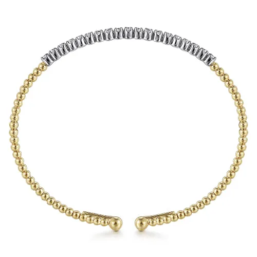 Gabriel & Co | 14K White-Yellow Gold Bujukan Diamond Cuff Bracelet