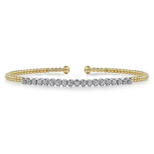 Gabriel & Co | 14K White-Yellow Gold Bujukan Diamond Cuff Bracelet