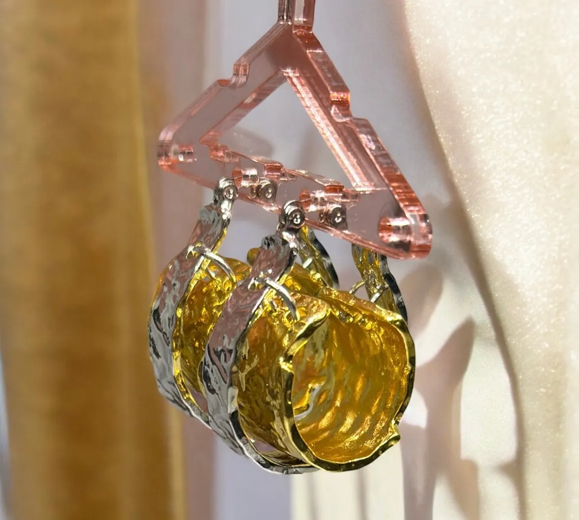 Geometric - Gold & silver hammered earrings