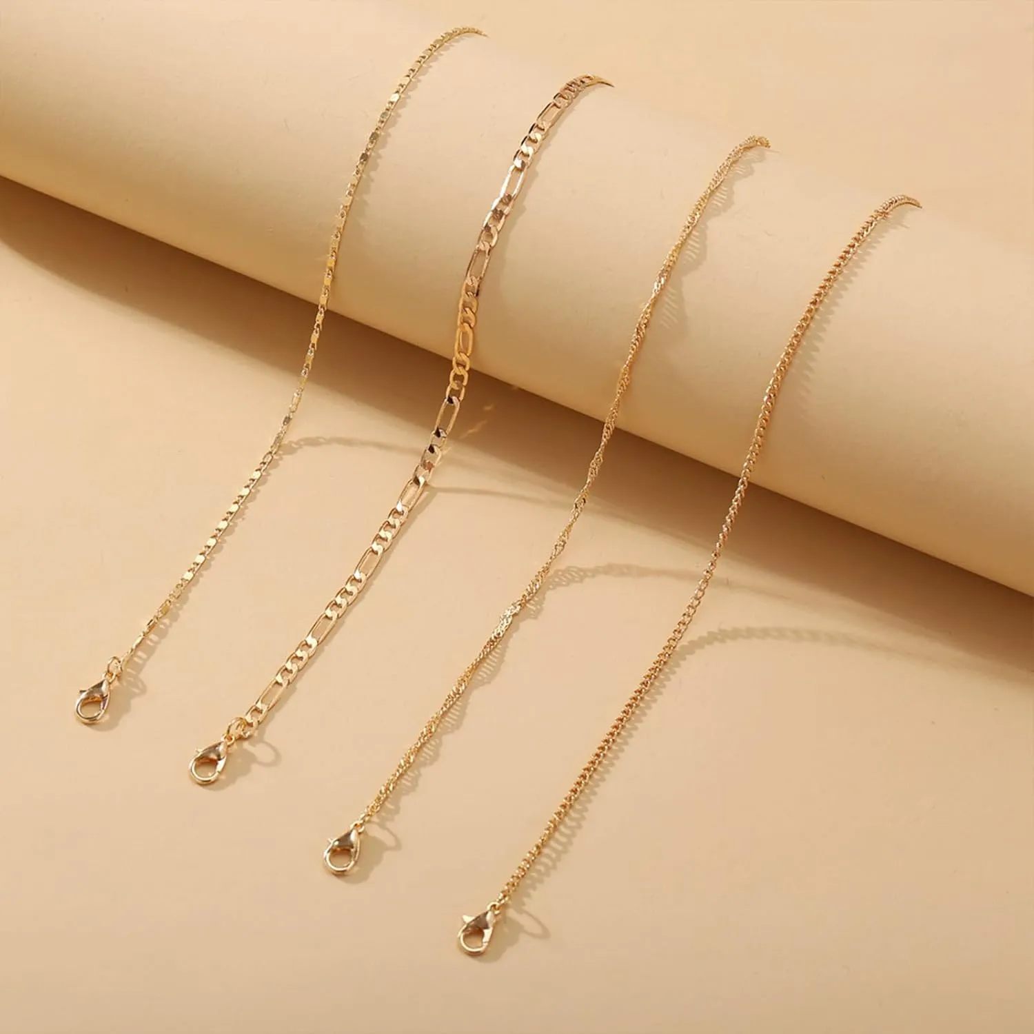 Gold Ankle Bracelets for Women 14K Gold Plated Layered Cuban Chain Anklets Waterproof Simple Link Chain Anklet Set Summer Beach Foot Chain Jewelry Gift
