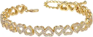 Gold Bracelets for Women Silver Clustered Tennis Bracelet for Women Heart Diamond Cuban Bracelet Fashion Jewelry for Women