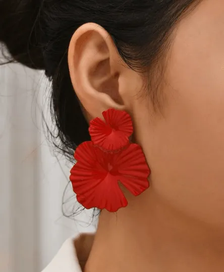 Gold colourful petals shaped earrings| floral geometric earrings | Oversize statement earrings | art decor earrings | gift for her