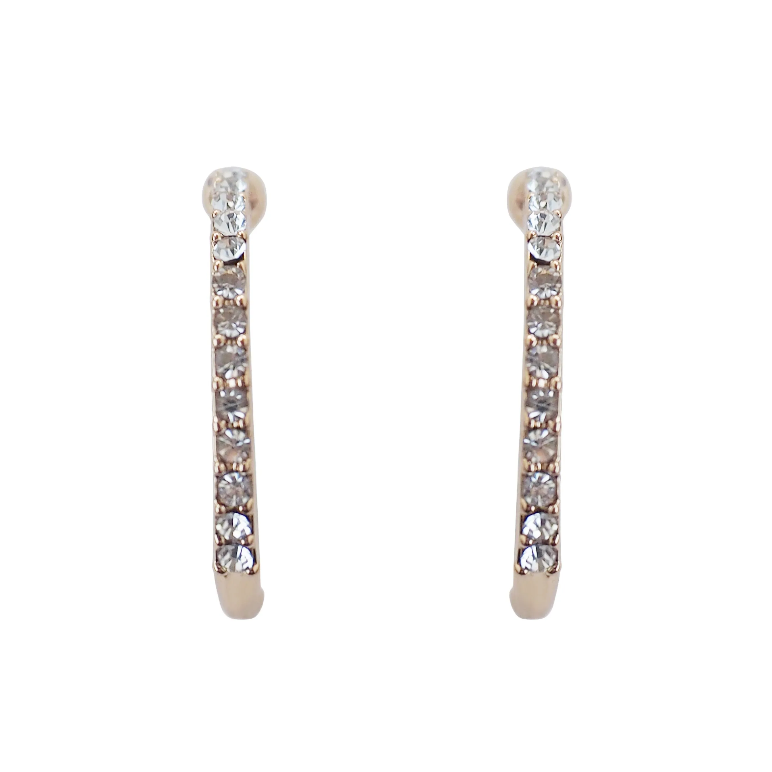 Gold Crystal Hoop Ear Cuff Clip On Earrings