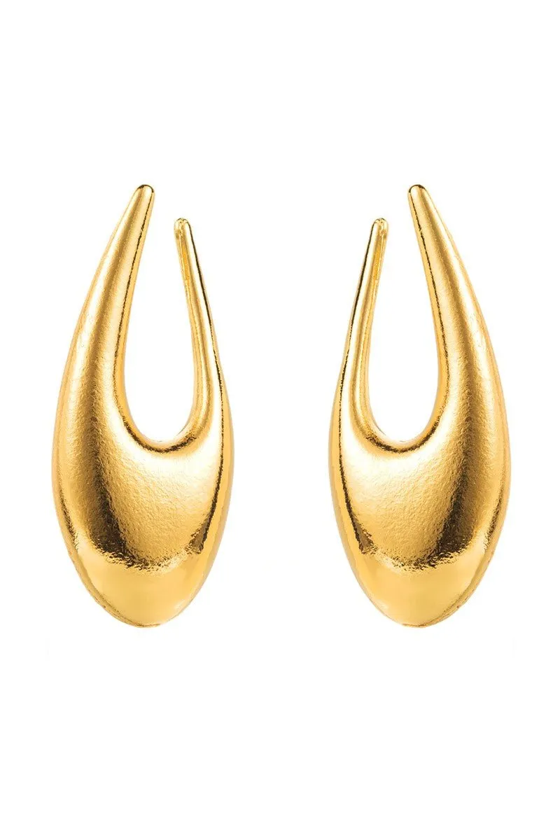 Gold Metal Geometric U-Shaped Dangle Earrings