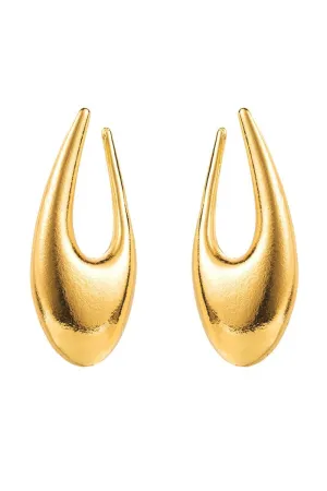 Gold Metal Geometric U-Shaped Dangle Earrings