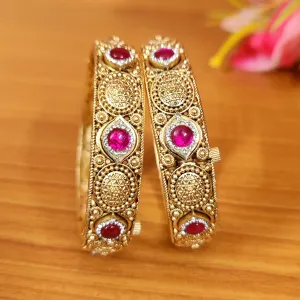 GOLD PLATED CZ RAJWADI POLISH OPENABLE BANGLES