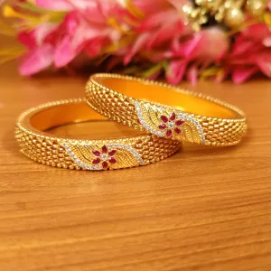 GOLD PLATED CZ STUDDED FINE CRAFTED BANGLES