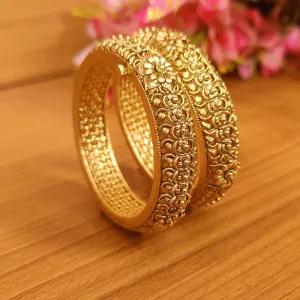 GOLD PLATED FLORAL REAL LOOK OPENABLE BANGLES