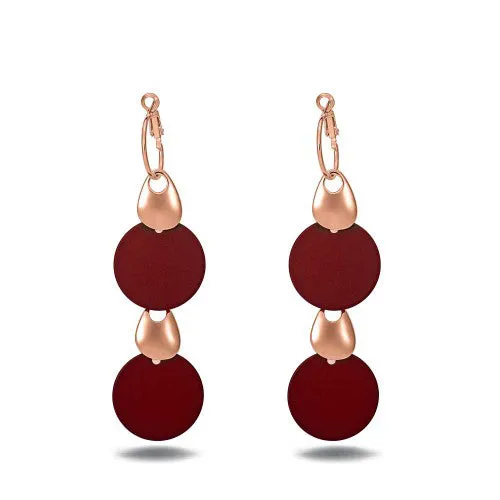Gold-plated red & blue round earrings