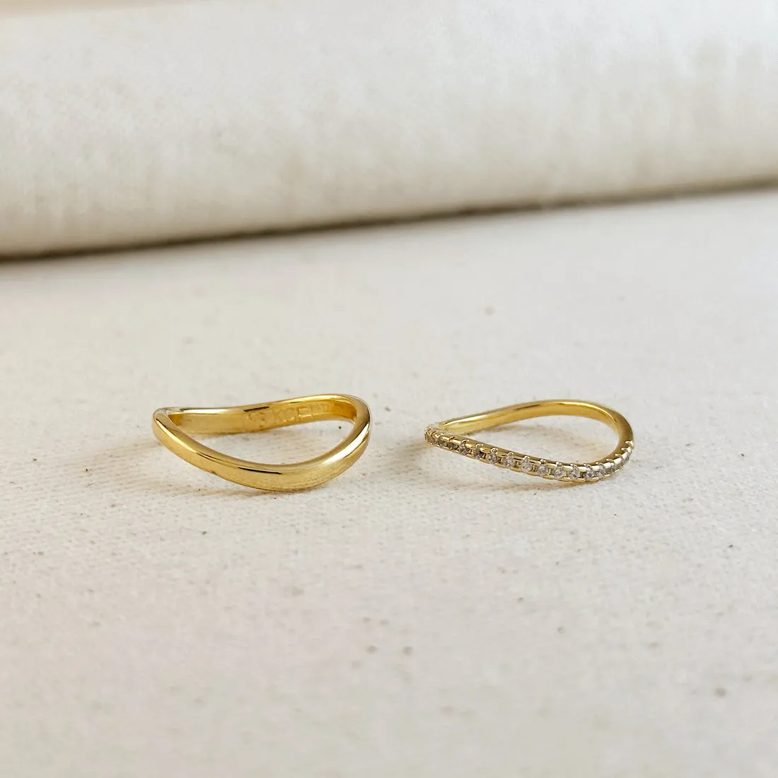 GOLDFI 18kt Wave CZ Stack Ring