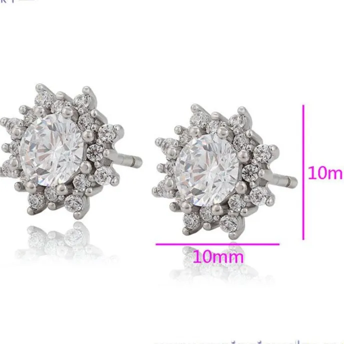 Halo Cubic Zirconia Stud Earrings