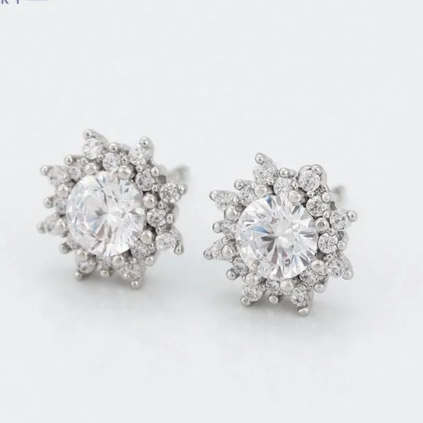 Halo Cubic Zirconia Stud Earrings