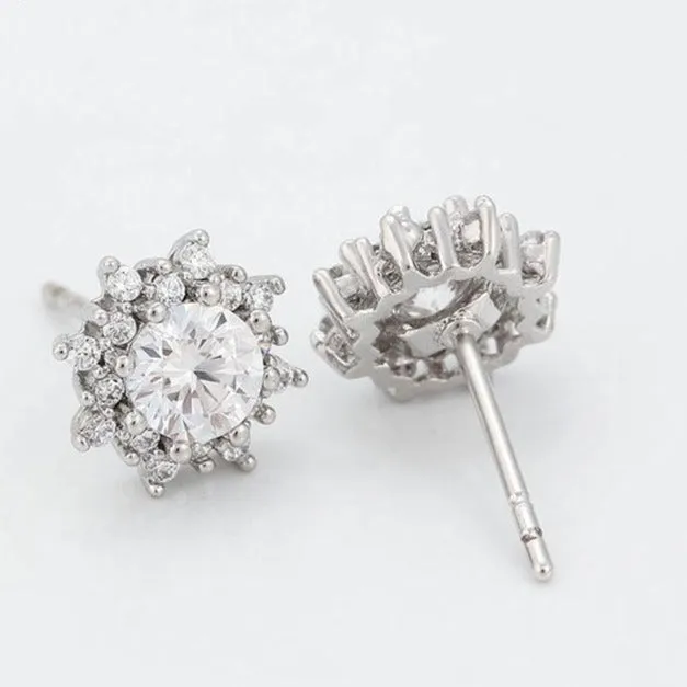 Halo Cubic Zirconia Stud Earrings