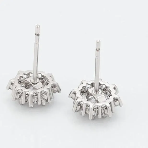 Halo Cubic Zirconia Stud Earrings