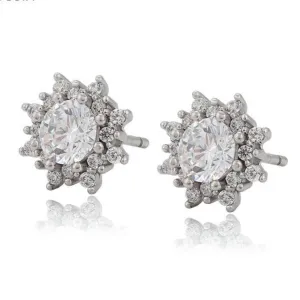 Halo Cubic Zirconia Stud Earrings