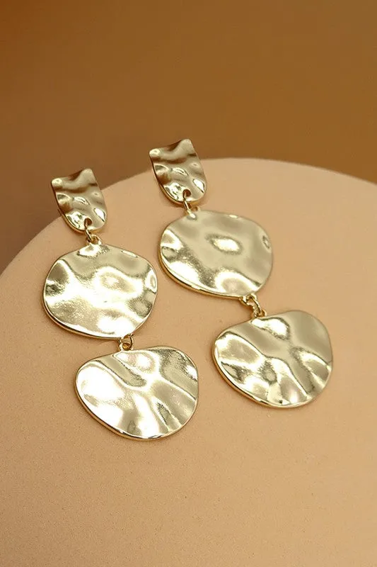 HAMMER SHINY LINEAR DROP EARRINGS