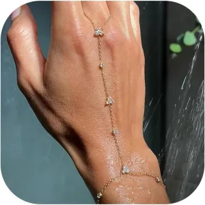 Hand Chain Bracelet for Women Dainty Gold Bracelets Ring Bracelet Hand Chain Hand Jewelry Gifts for Women Trendy