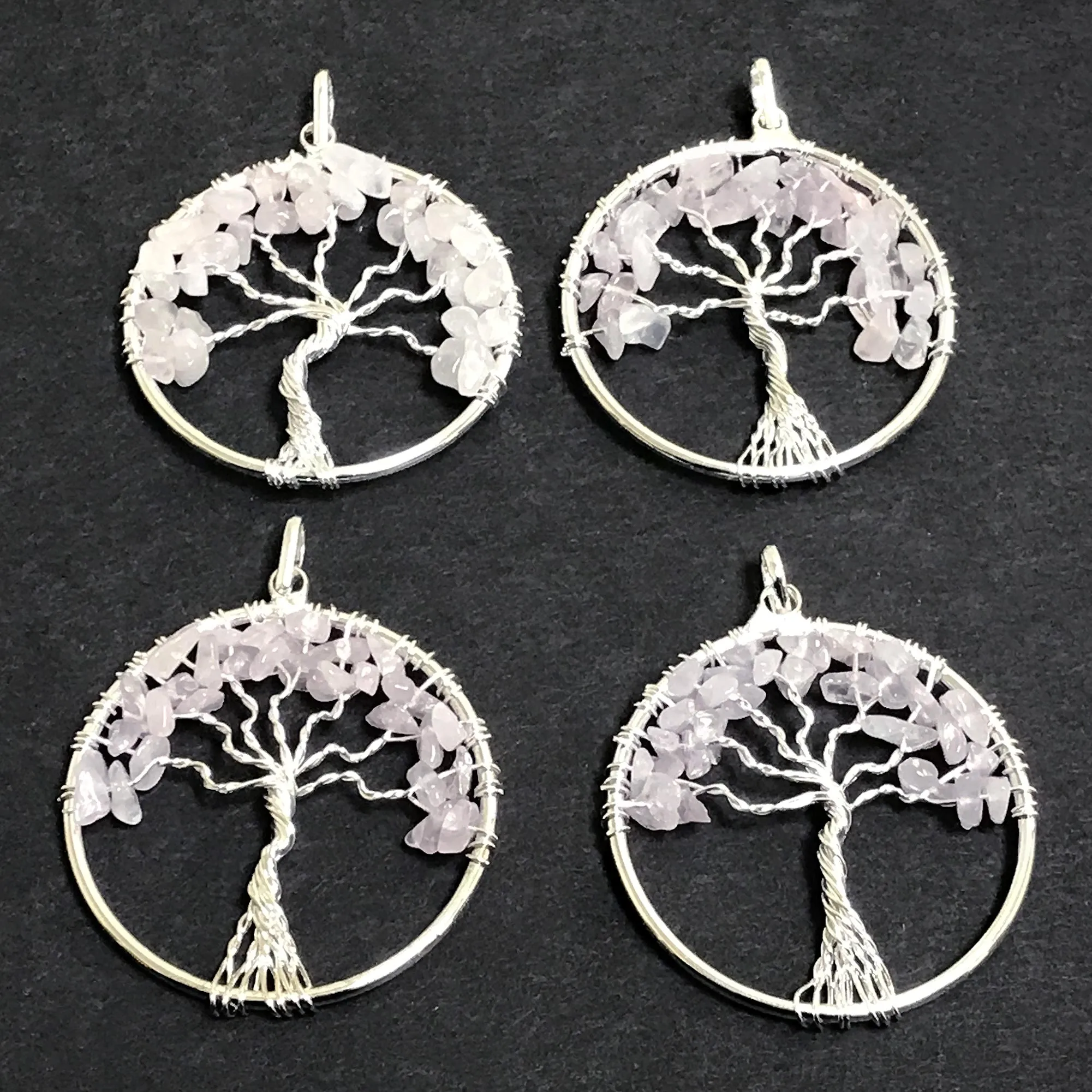 Handmade Tree of Life Wire Wrapped Rose Quartz Pendant