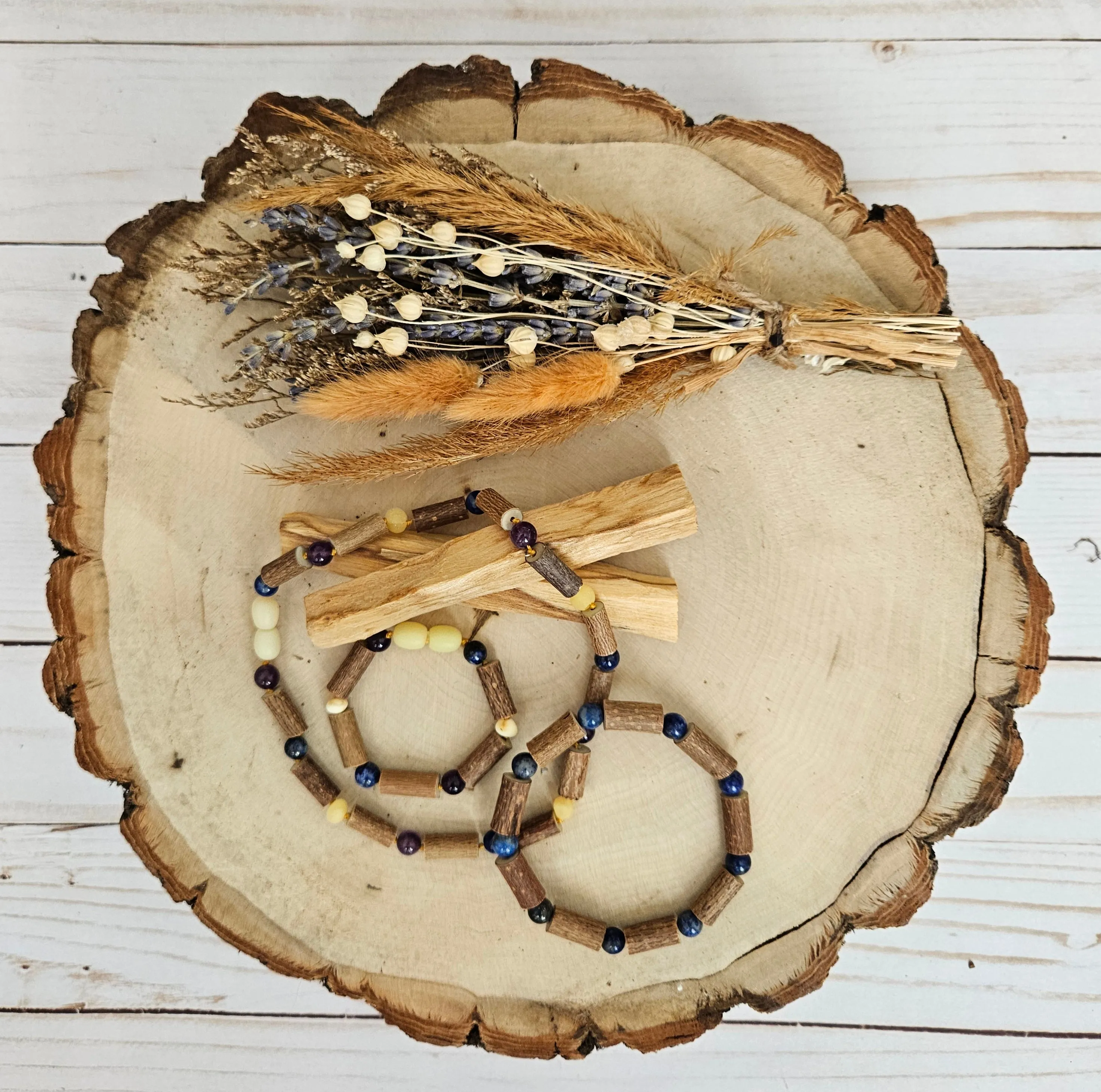 Hazelwood Necklace Raw Milk Amber Amethyst Lapis Lazuli Gift Set Bundle