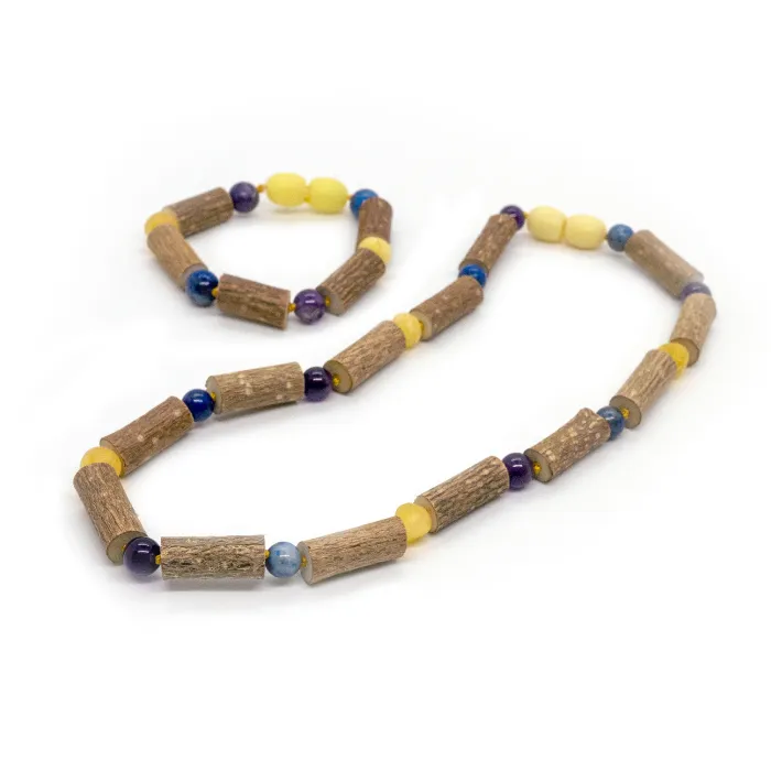 Hazelwood Necklace Raw Milk Amber Amethyst Lapis Lazuli Gift Set Bundle