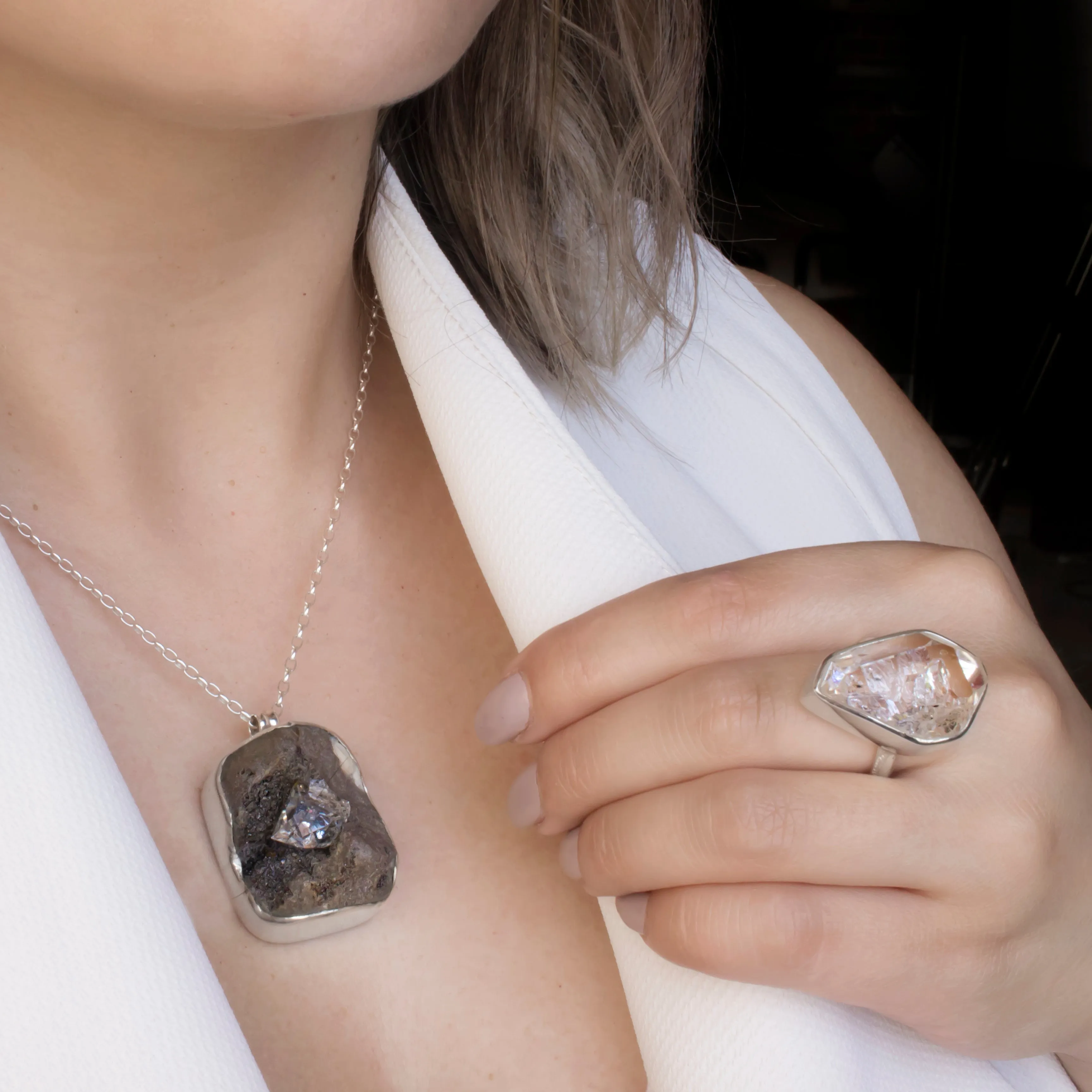 Herkimer Diamond In Matrix Necklace