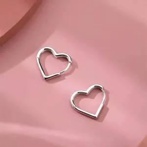 Hinged Hoop Heart 925 Sterling Silver Earrings