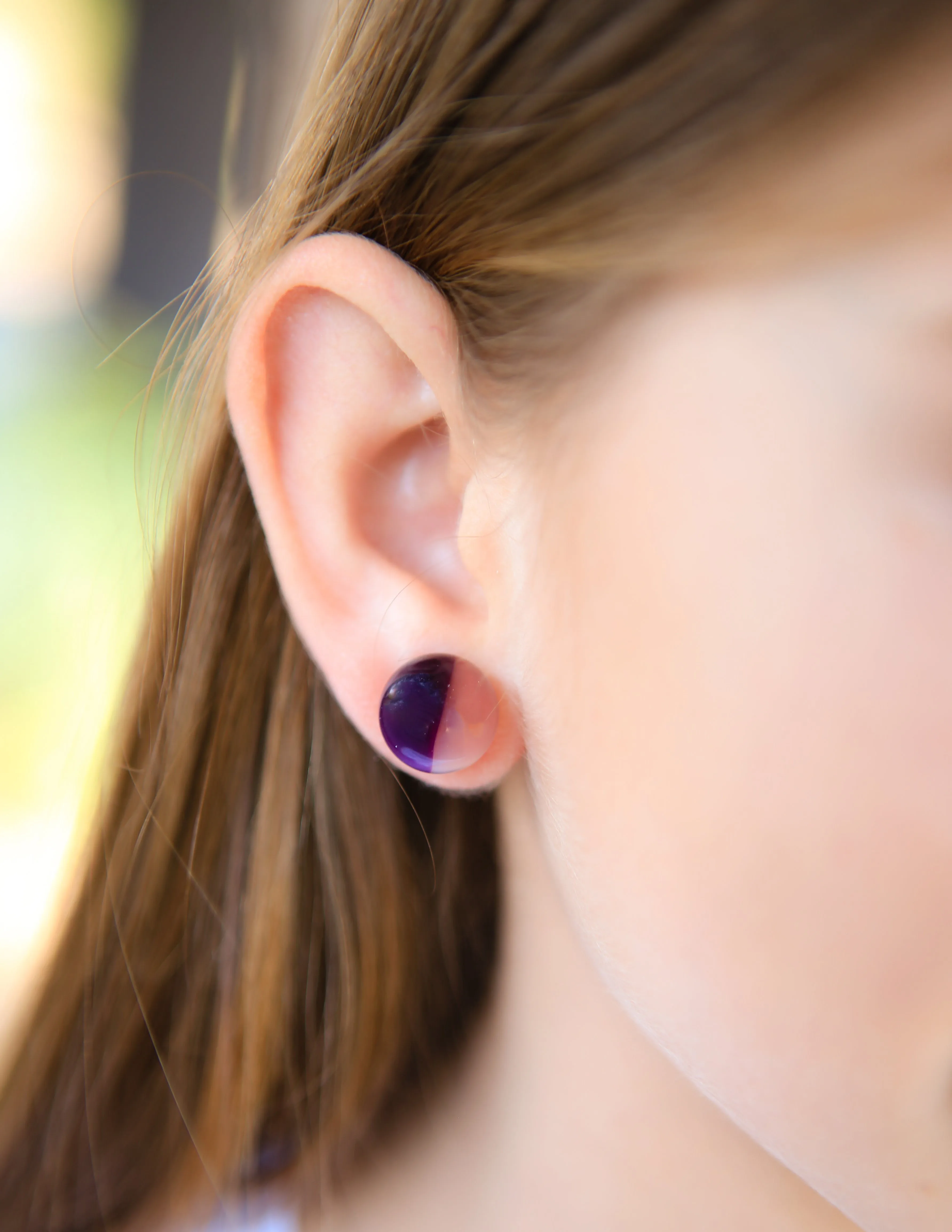Iris Purple Ball Stud Earrings