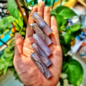 Lavender Agate Column Pendants
