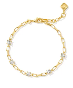 Lexi Chain Bracelet Gold White Crystal
