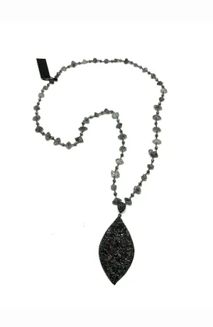 Lg Pendant Herkimer Diamond Vintage Silver
