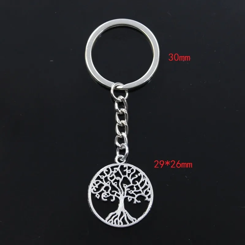 Life Tree Pendants DIY Men Car Keychain