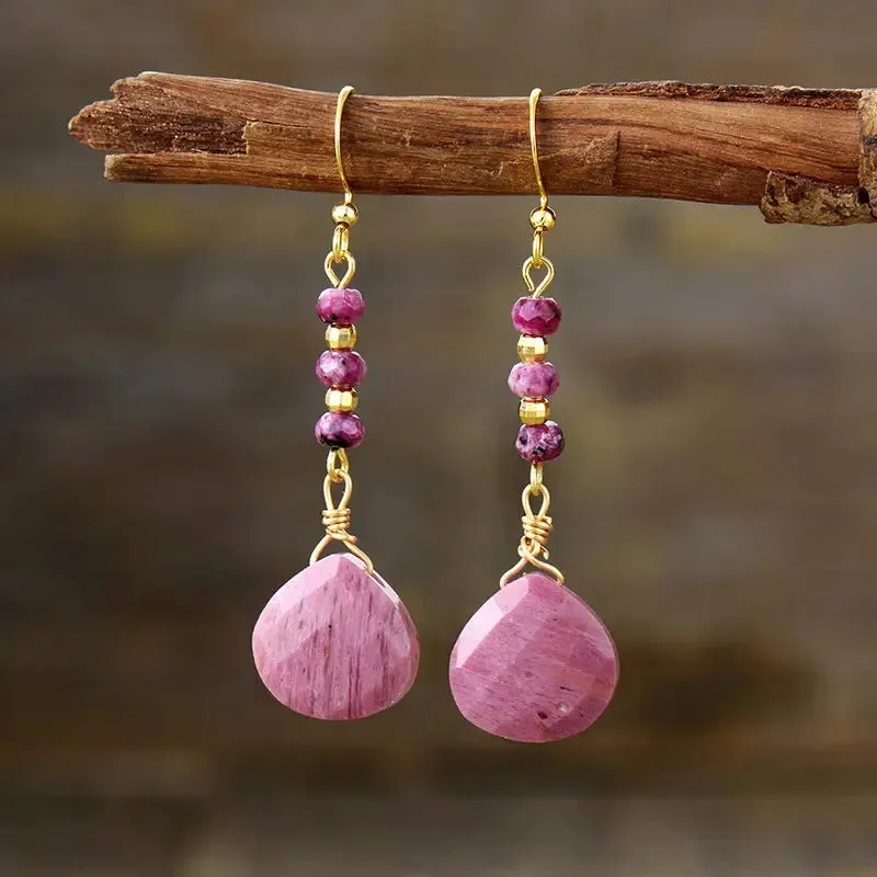 LOVCIA Elegant Amethyst Gold-Plated Dangle Earrings for Women