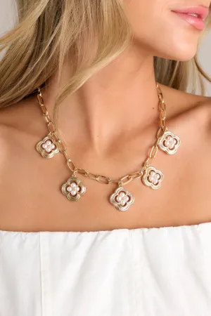 Luxe Links Gold Pearl Multi Pendant Necklace