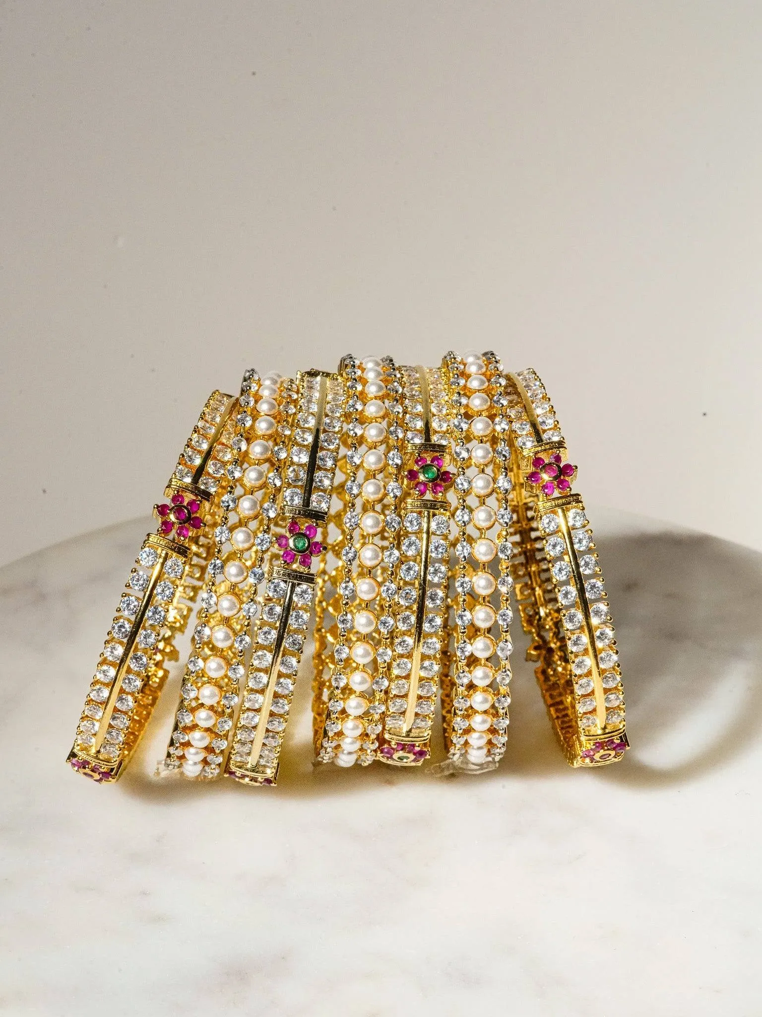 Meenari - Gold Plated Bangle Set (7 PC)
