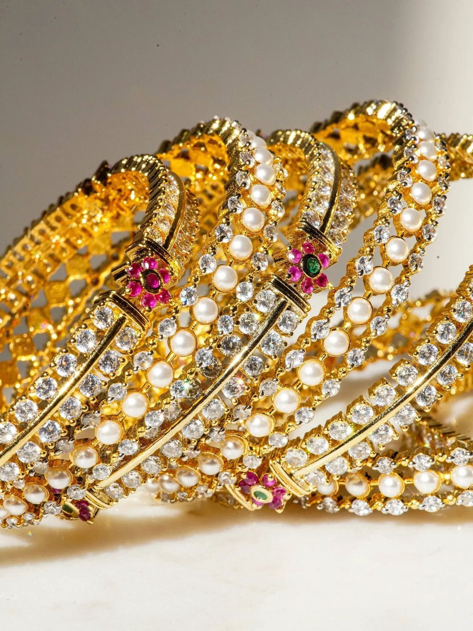 Meenari - Gold Plated Bangle Set (7 PC)