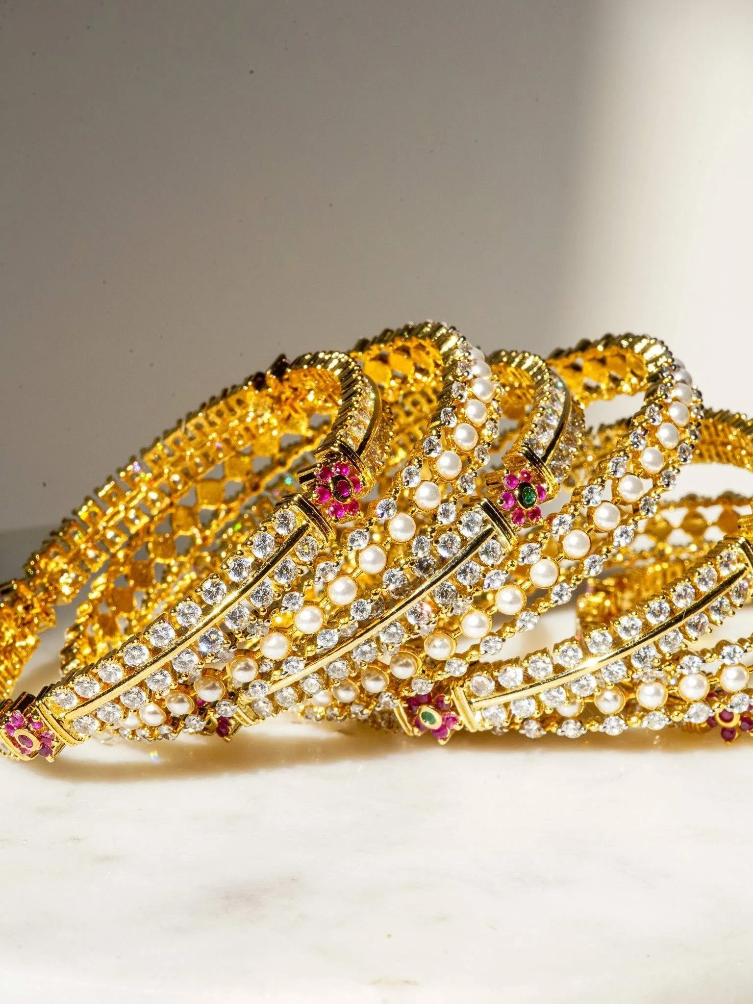Meenari - Gold Plated Bangle Set (7 PC)