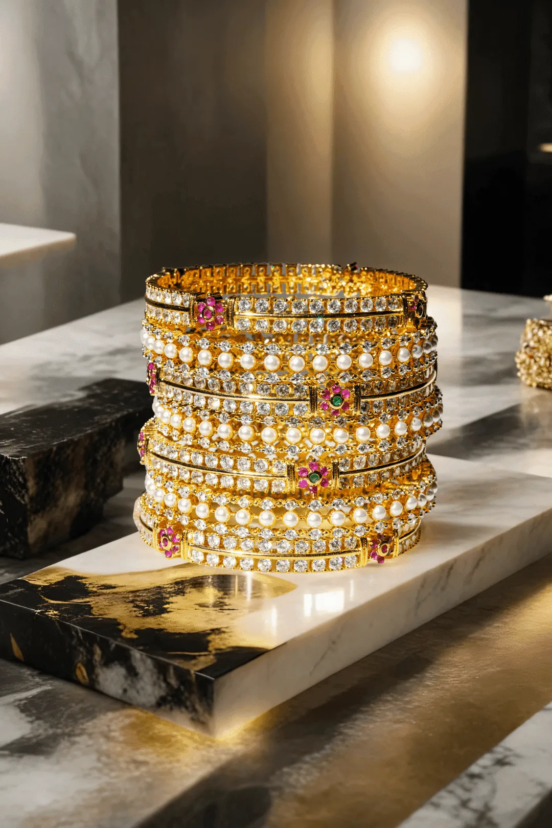 Meenari - Gold Plated Bangle Set (7 PC)
