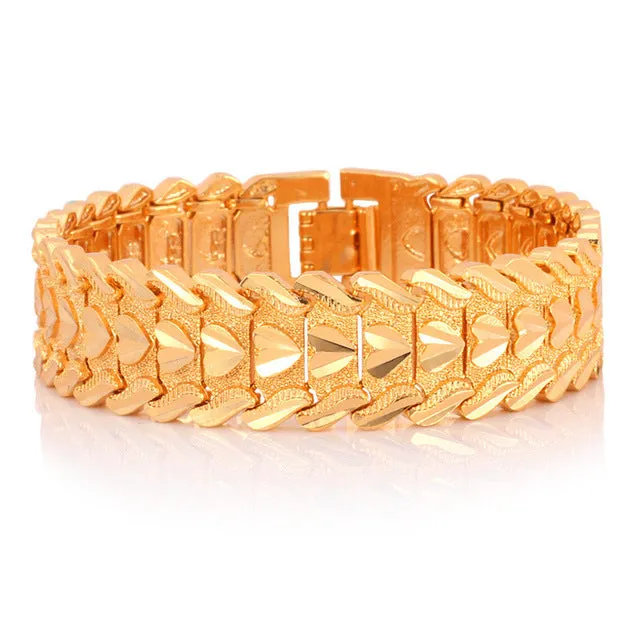 Men Jewelry Trendy Bracelet Men Love Heart Gold/Silver Color 20CM Mens Bracelets