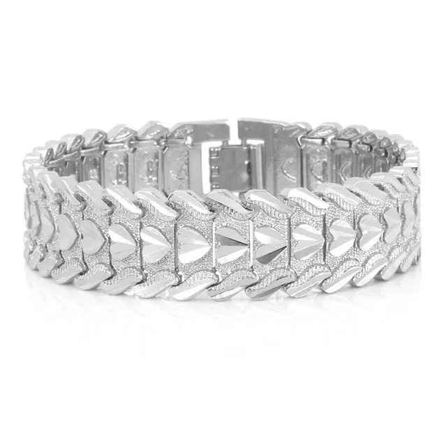 Men Jewelry Trendy Bracelet Men Love Heart Gold/Silver Color 20CM Mens Bracelets