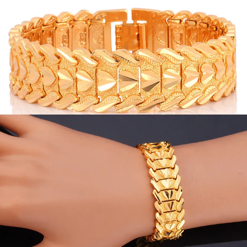 Men Jewelry Trendy Bracelet Men Love Heart Gold/Silver Color 20CM Mens Bracelets