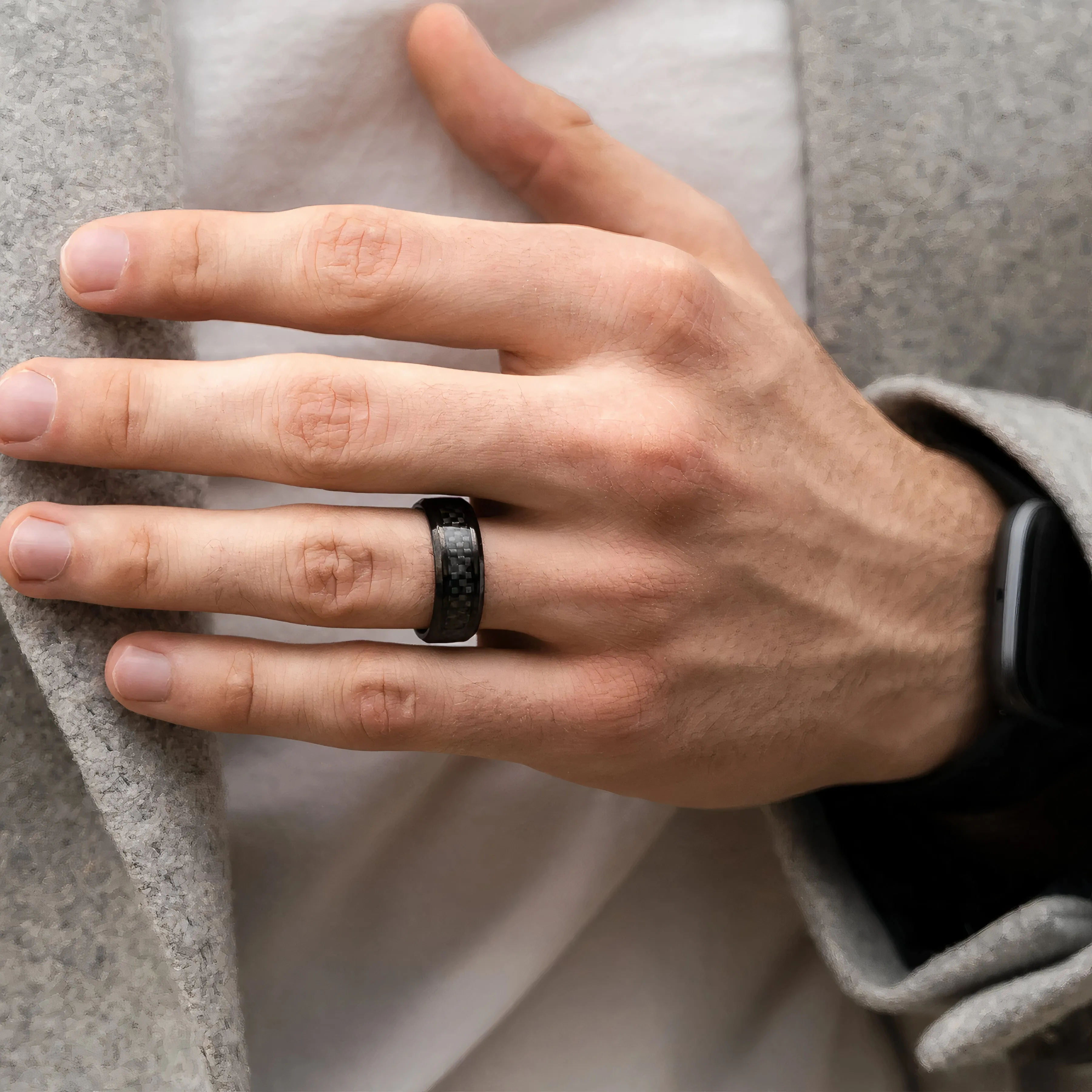 Men’s Carbon Fiber Wedding Band – Personalized Ring for Him