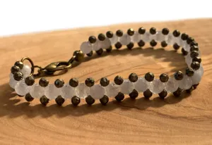 Meryl Handmade Aquamarine and Pyrite Adjustable Bracelet