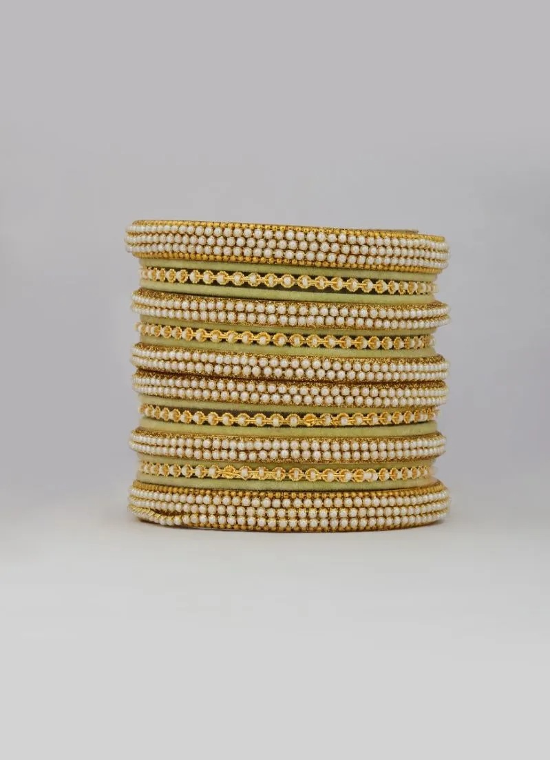 Mint Green Velvet Bangle Set