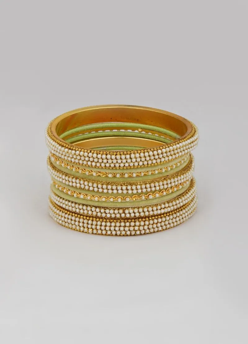 Mint Green Velvet Bangle Set