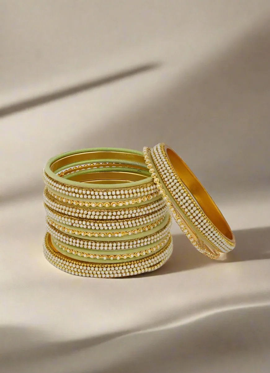 Mint Green Velvet Bangle Set