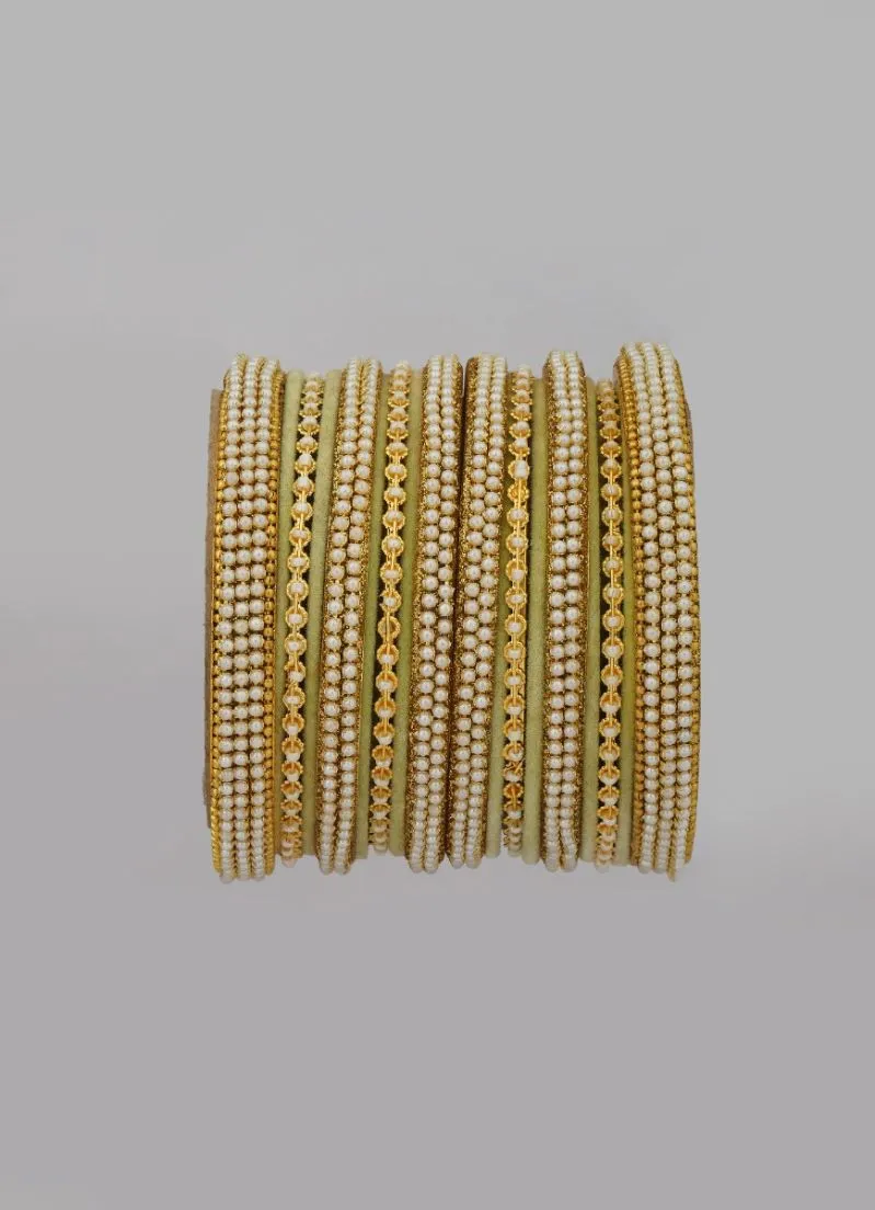 Mint Green Velvet Bangle Set