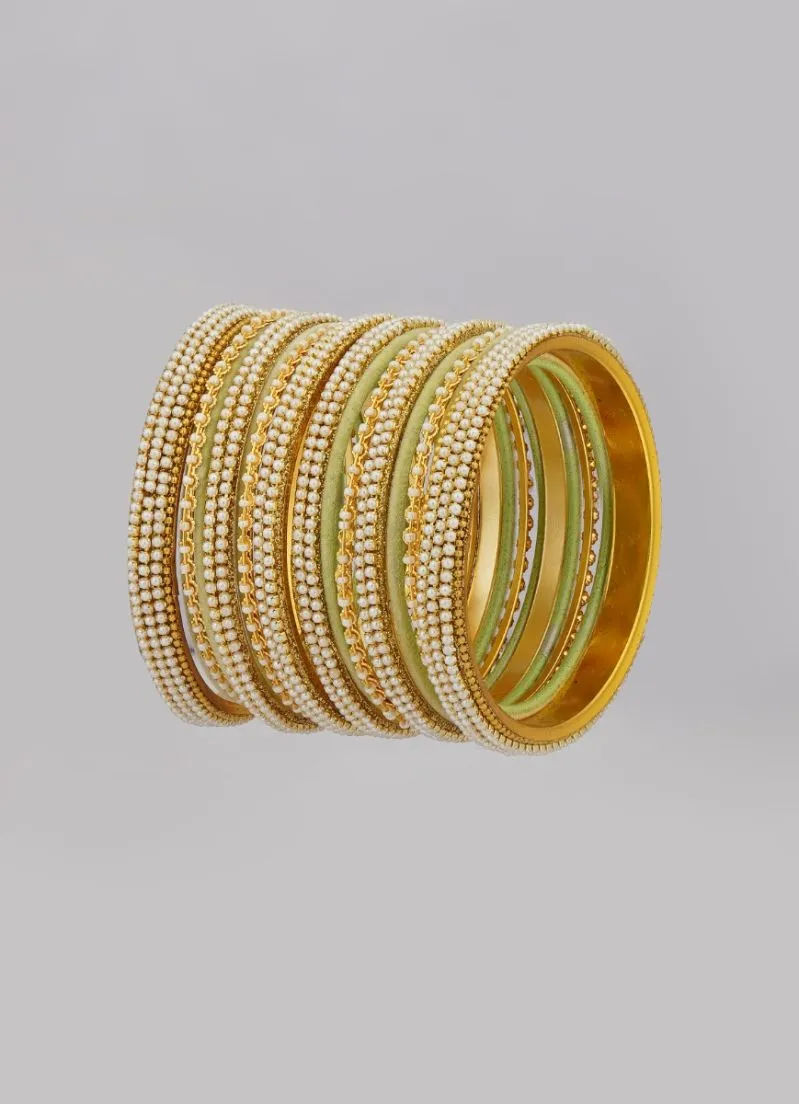Mint Green Velvet Bangle Set