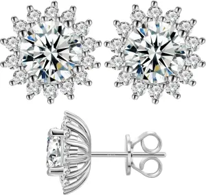 Moissanite Stud Earrings 0.2CT-8.0CT 18K Yellow Gold Plated D Color VVS1 Clarity Brilliant Round Cut S925 Sterling Silver Hypoallergenic Anniversary Day Gifts for Women Men