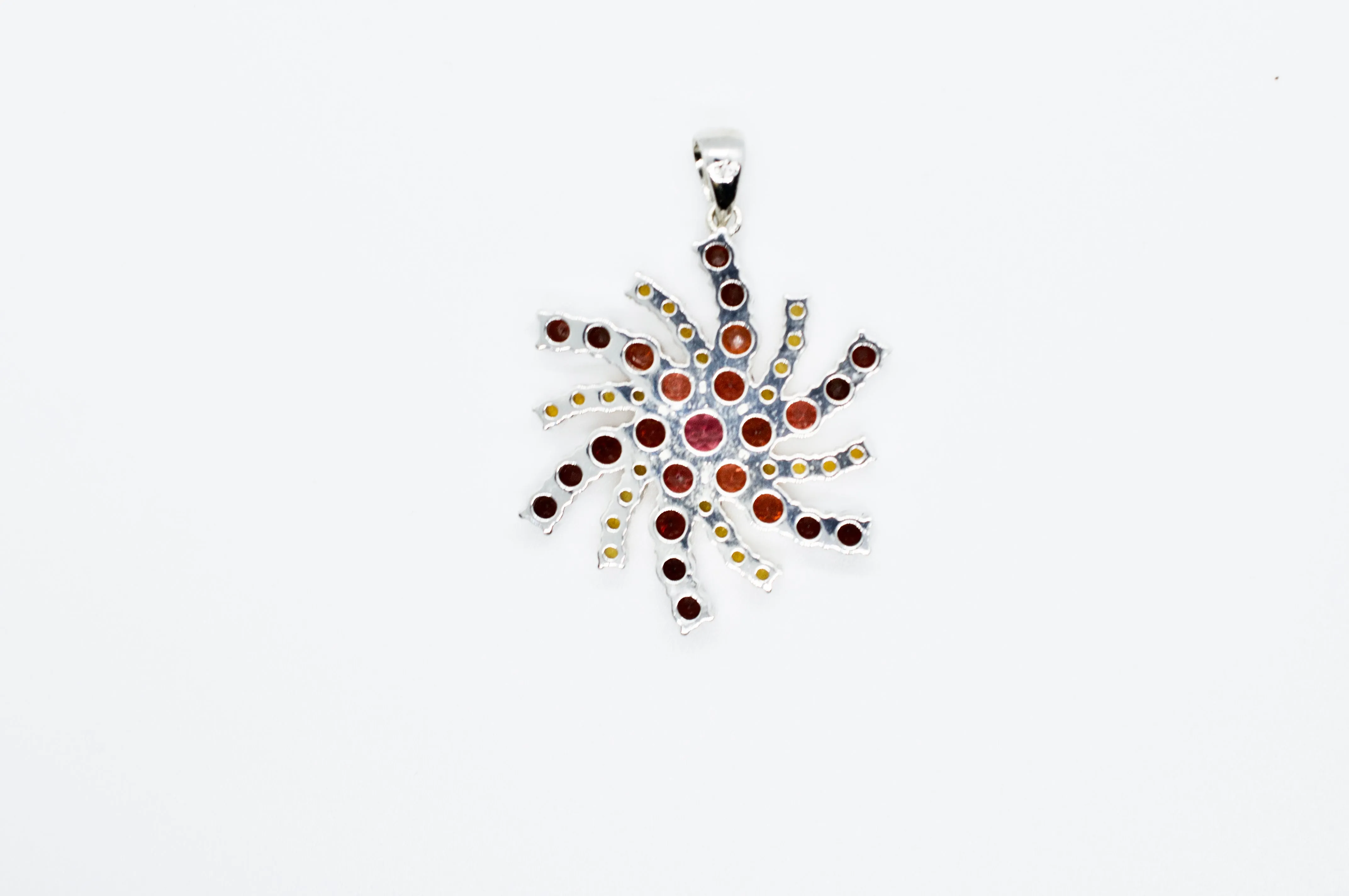 Mt. Langley Citrine & Garnet Sterling Silver Snowflake Necklace