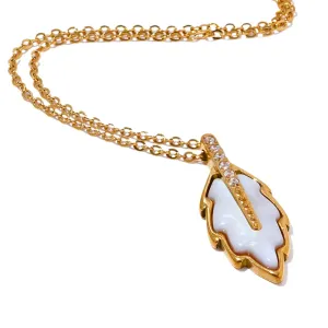 Natural Shell Leaf Pendant Necklace